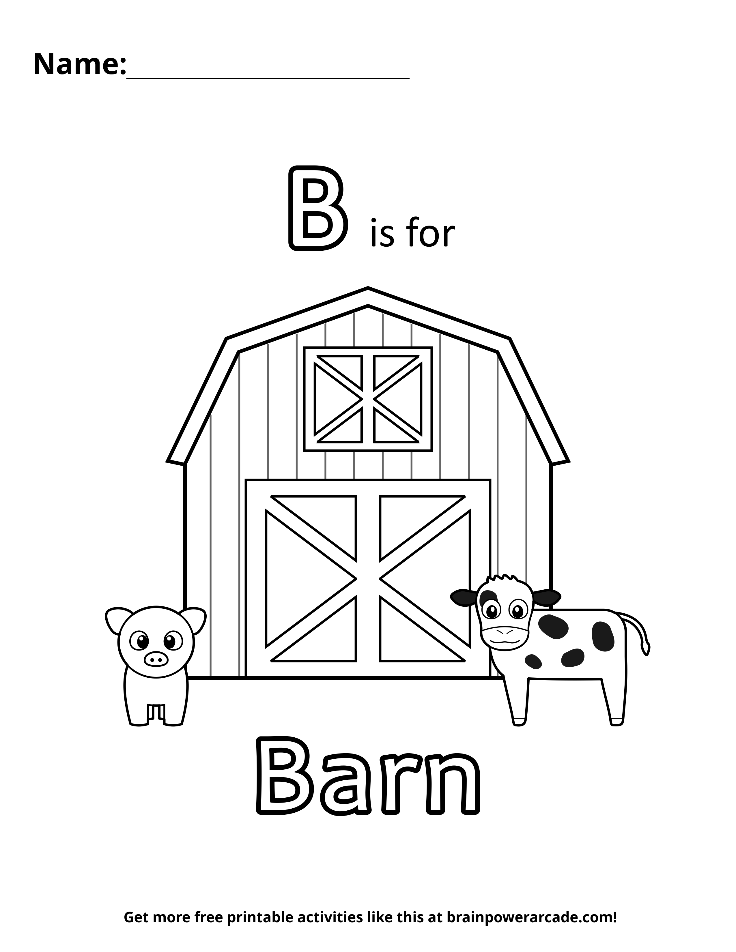 B is for Barn Coloring Page