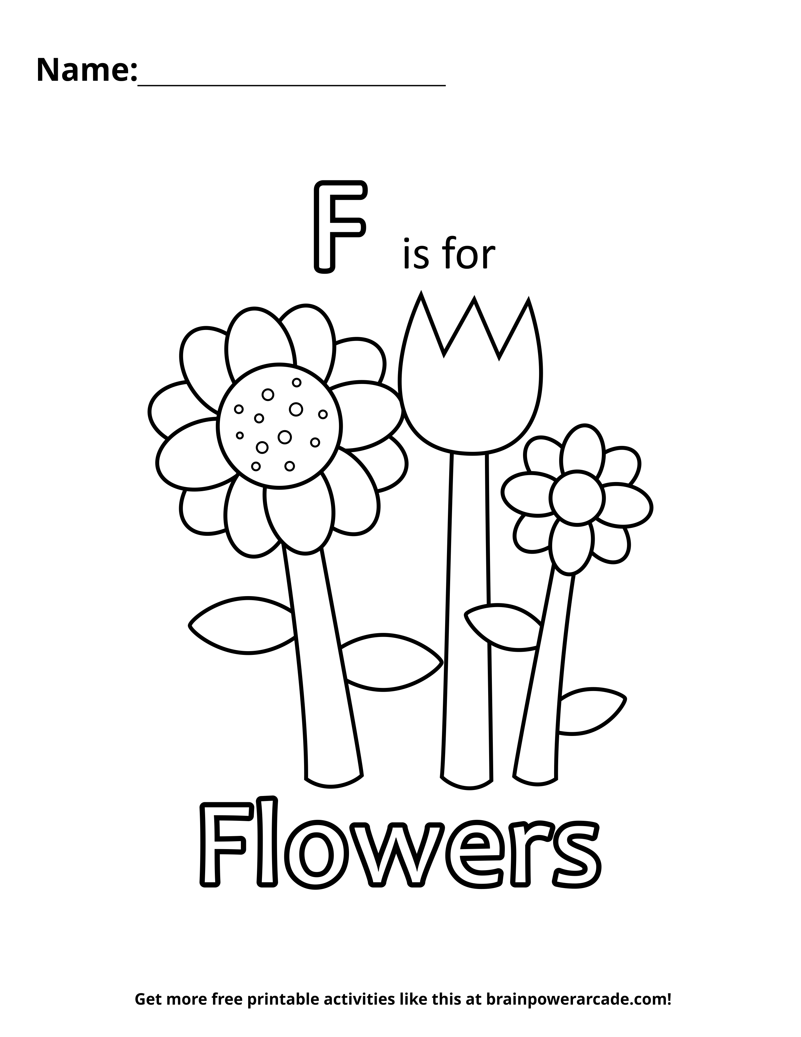 F is for Flowers Coloring Page