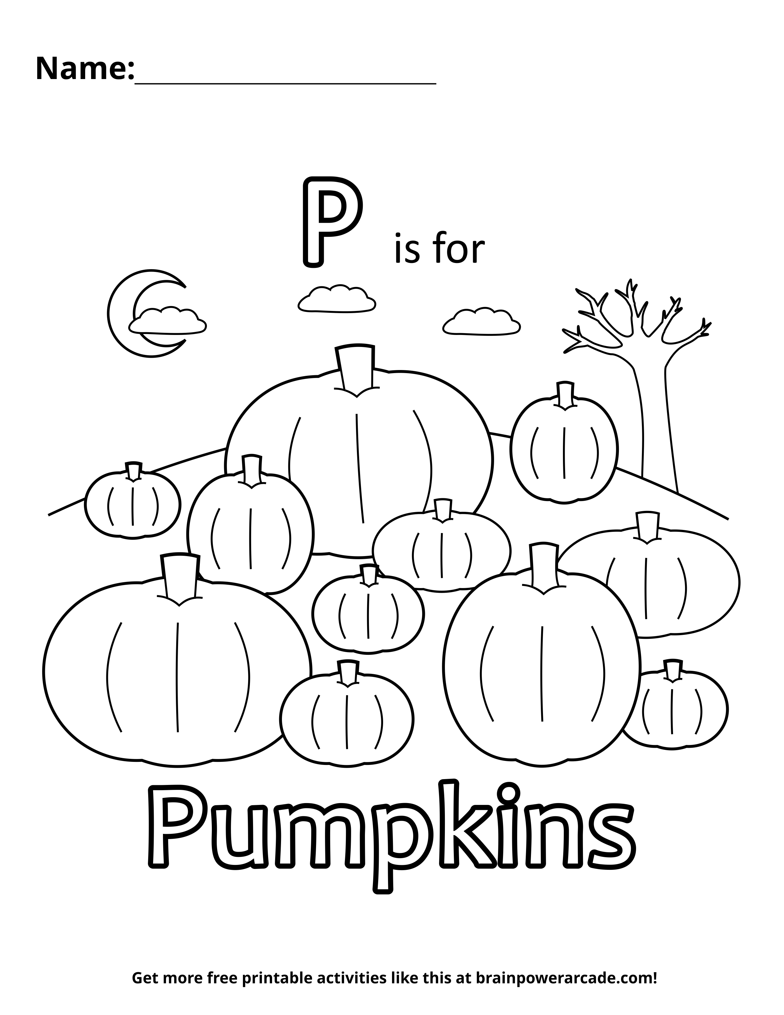 P is for Pumpkins Coloring Page