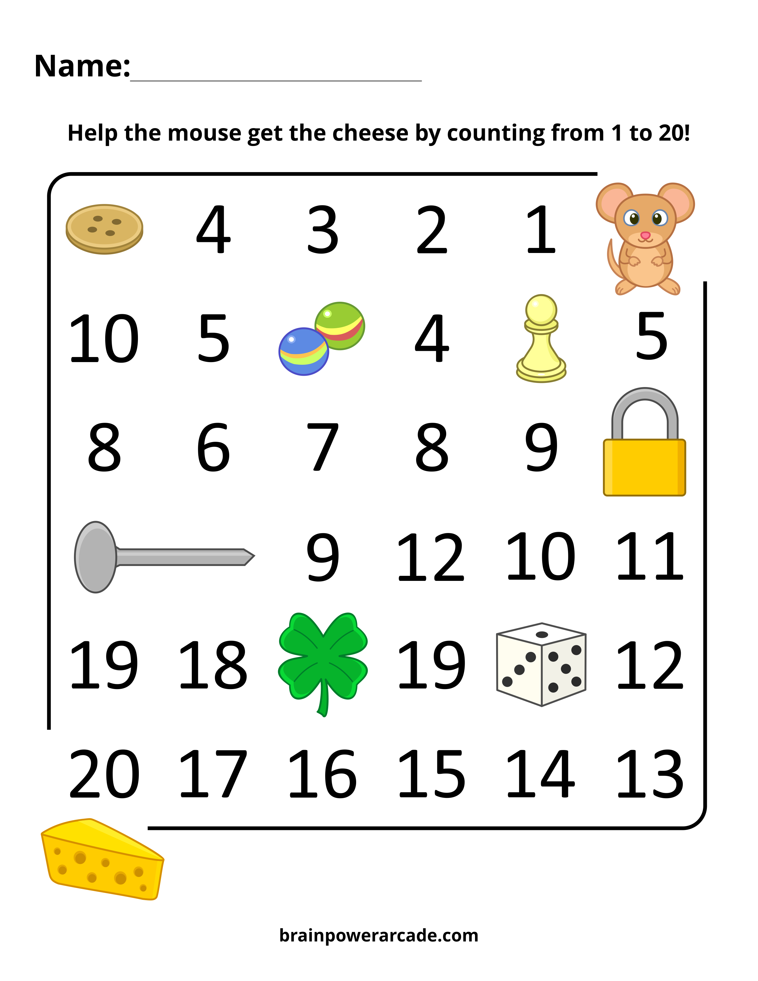 Number Sequence Maze Worksheets