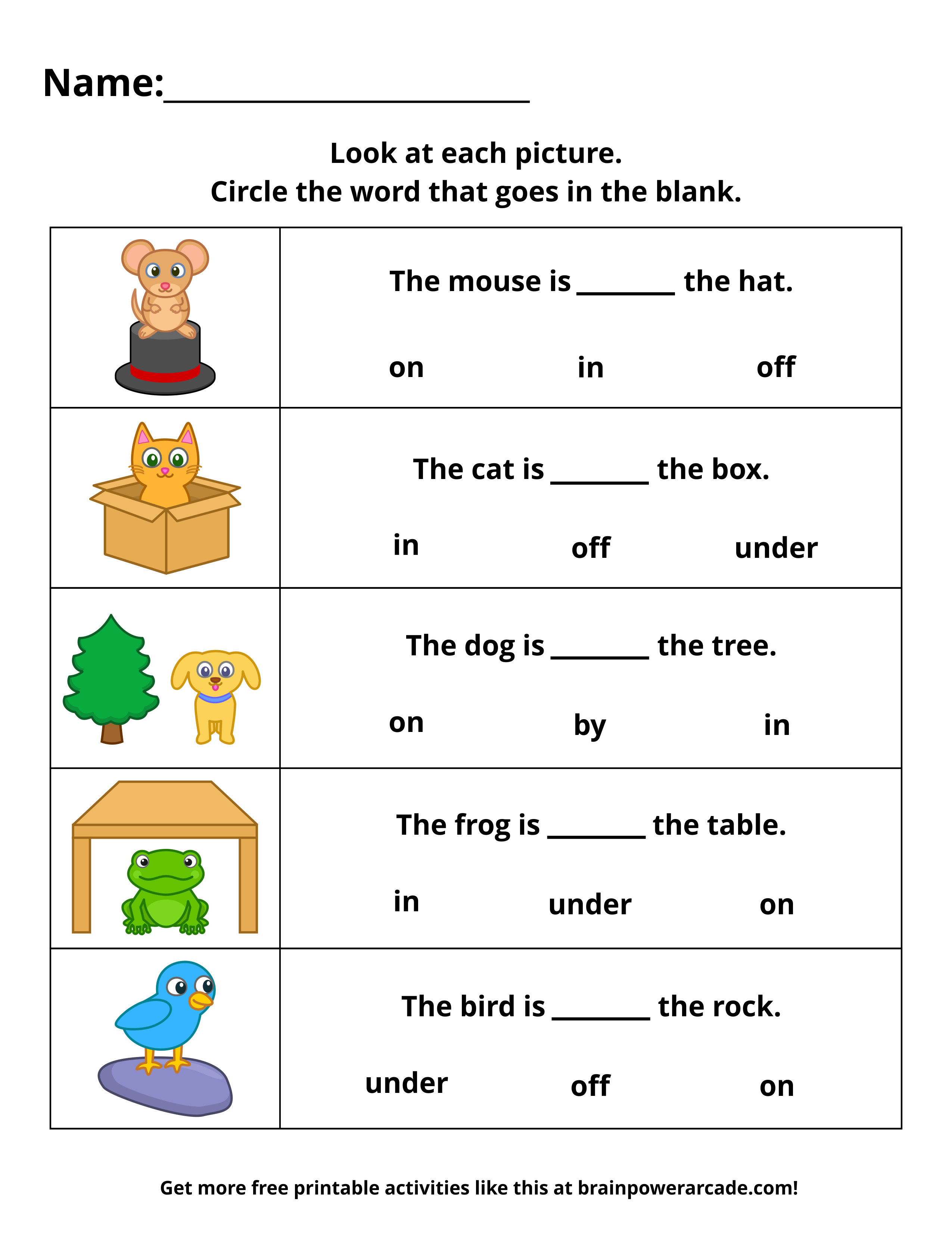 Choose the Correct Preposition