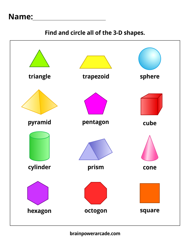Find and Circle 3D Shapes