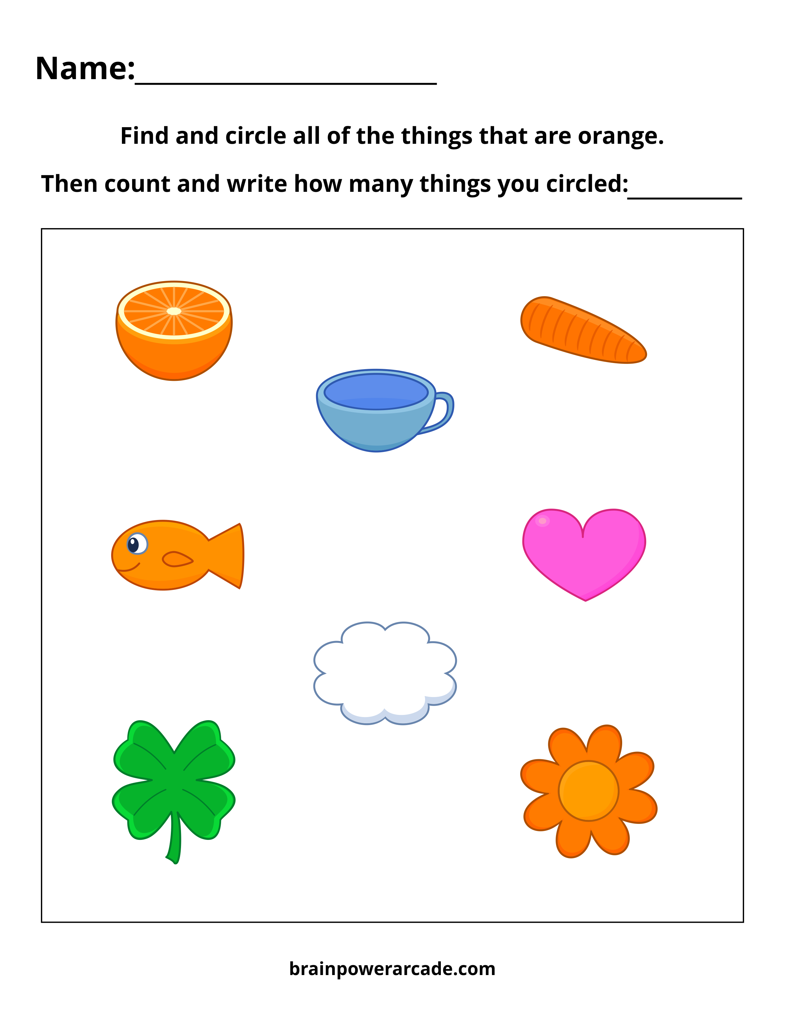 Find and Circle Things That are Orange