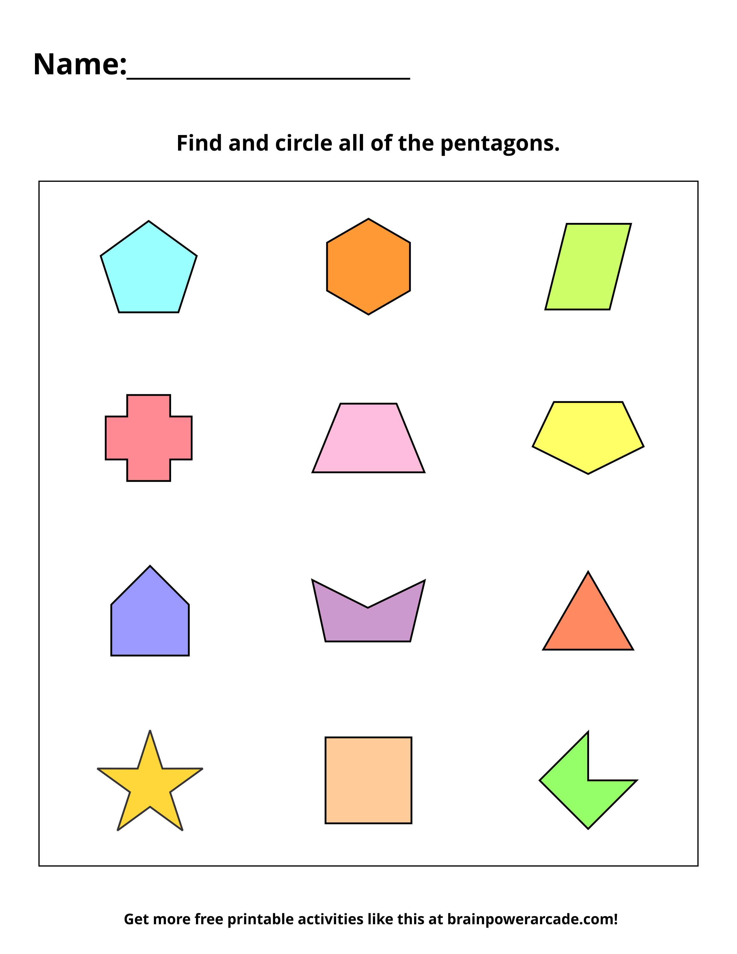 Find and Circle Pentagons