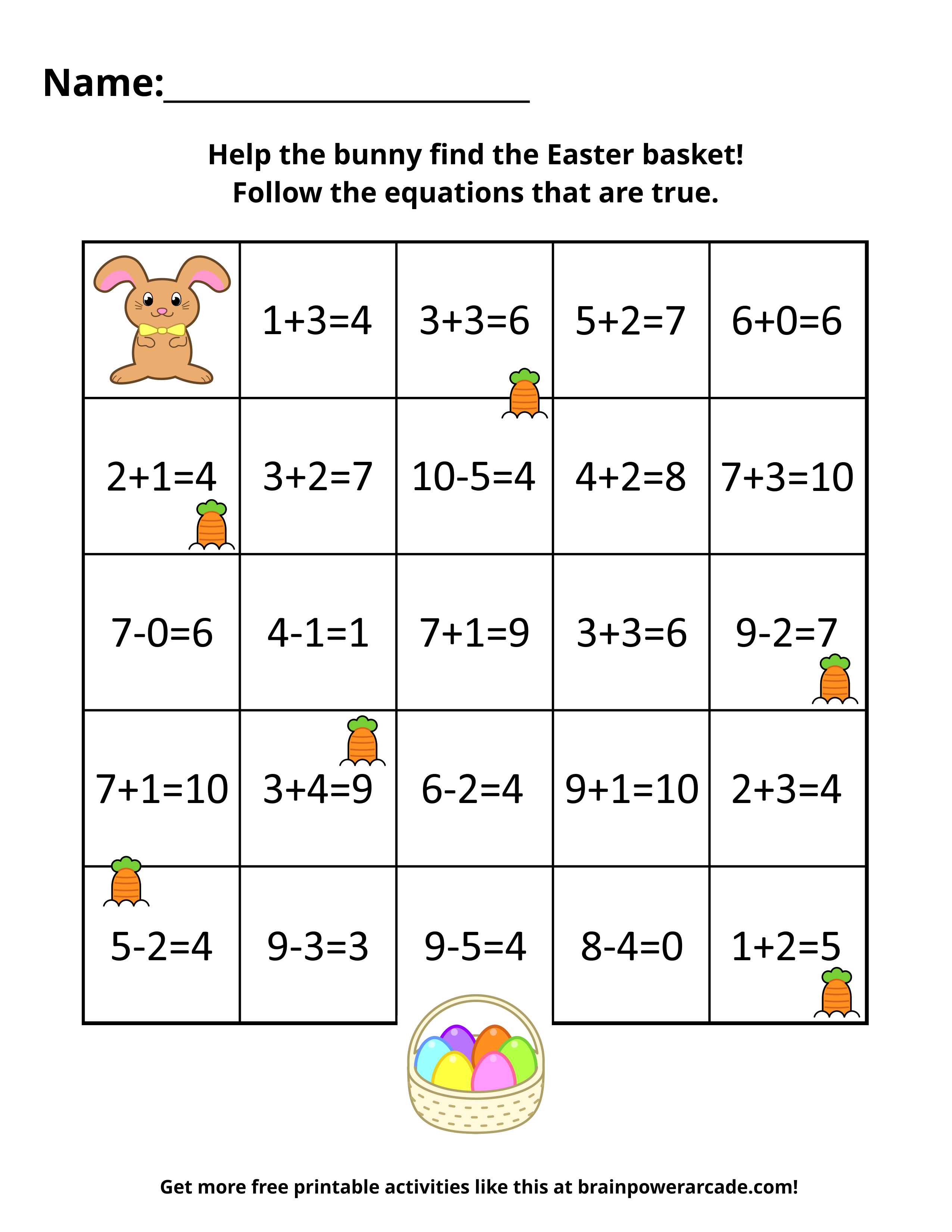 Follow Equations That Are True (Single Digit Addition/Subtraction)