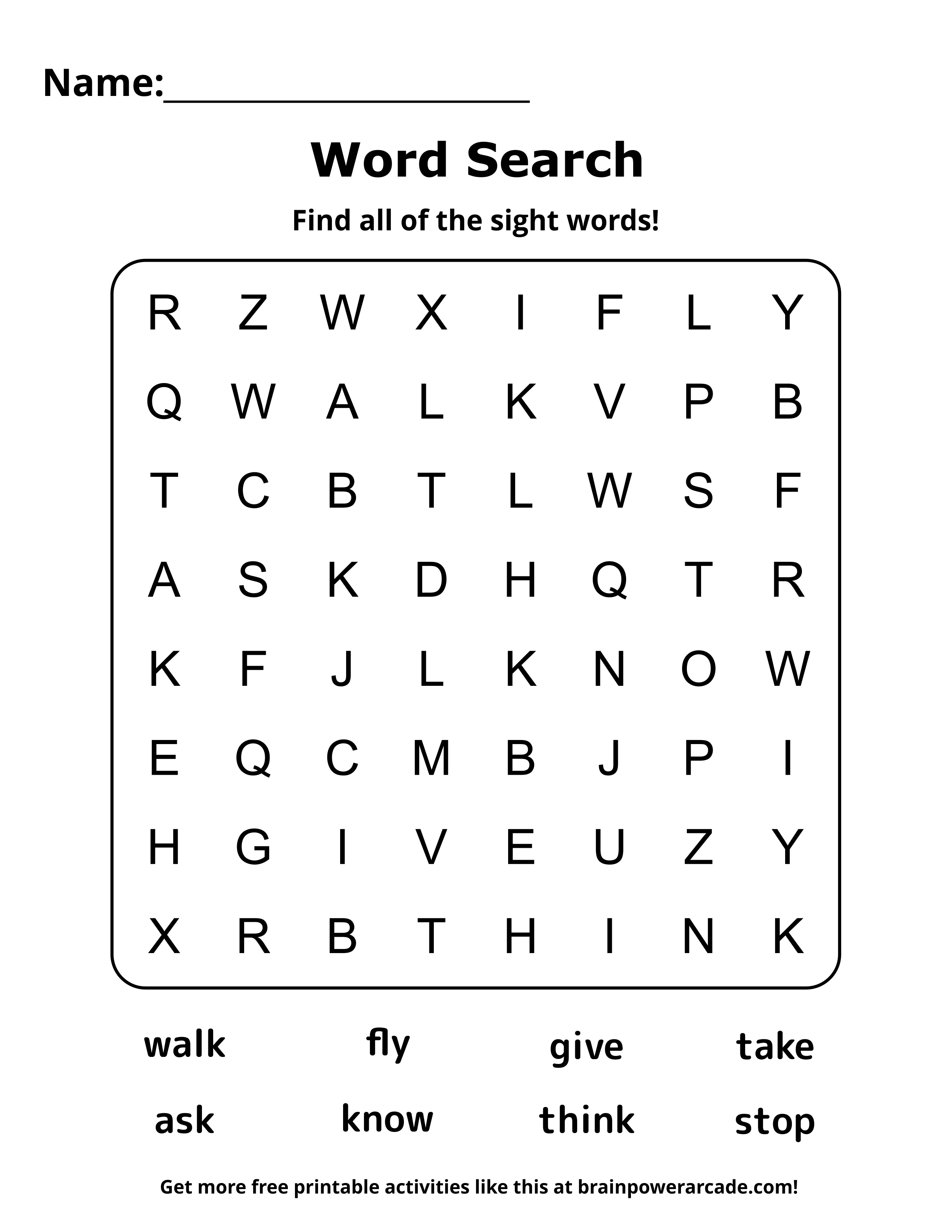 Find the 1st Grade Verb Sight Words