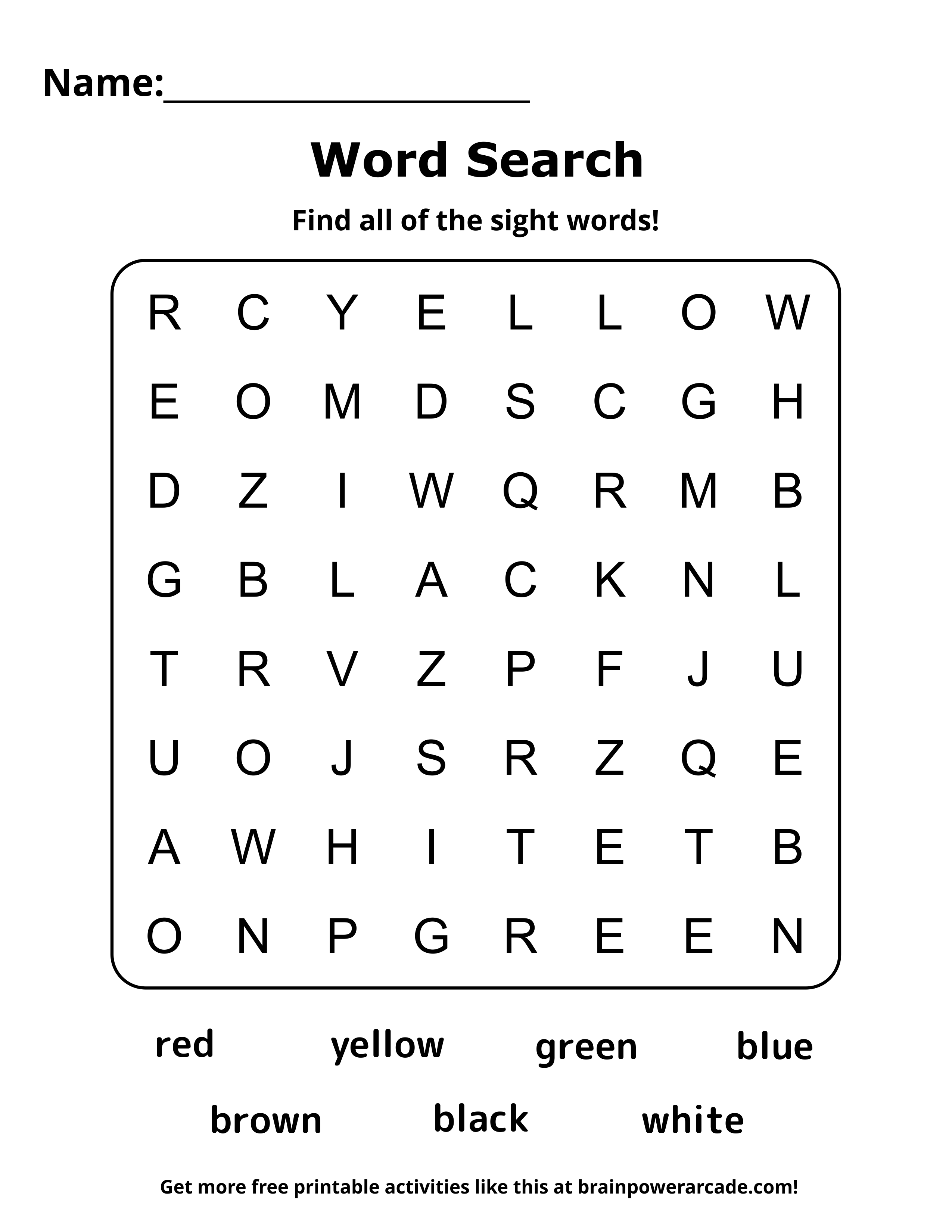 Find the Color Sight Words