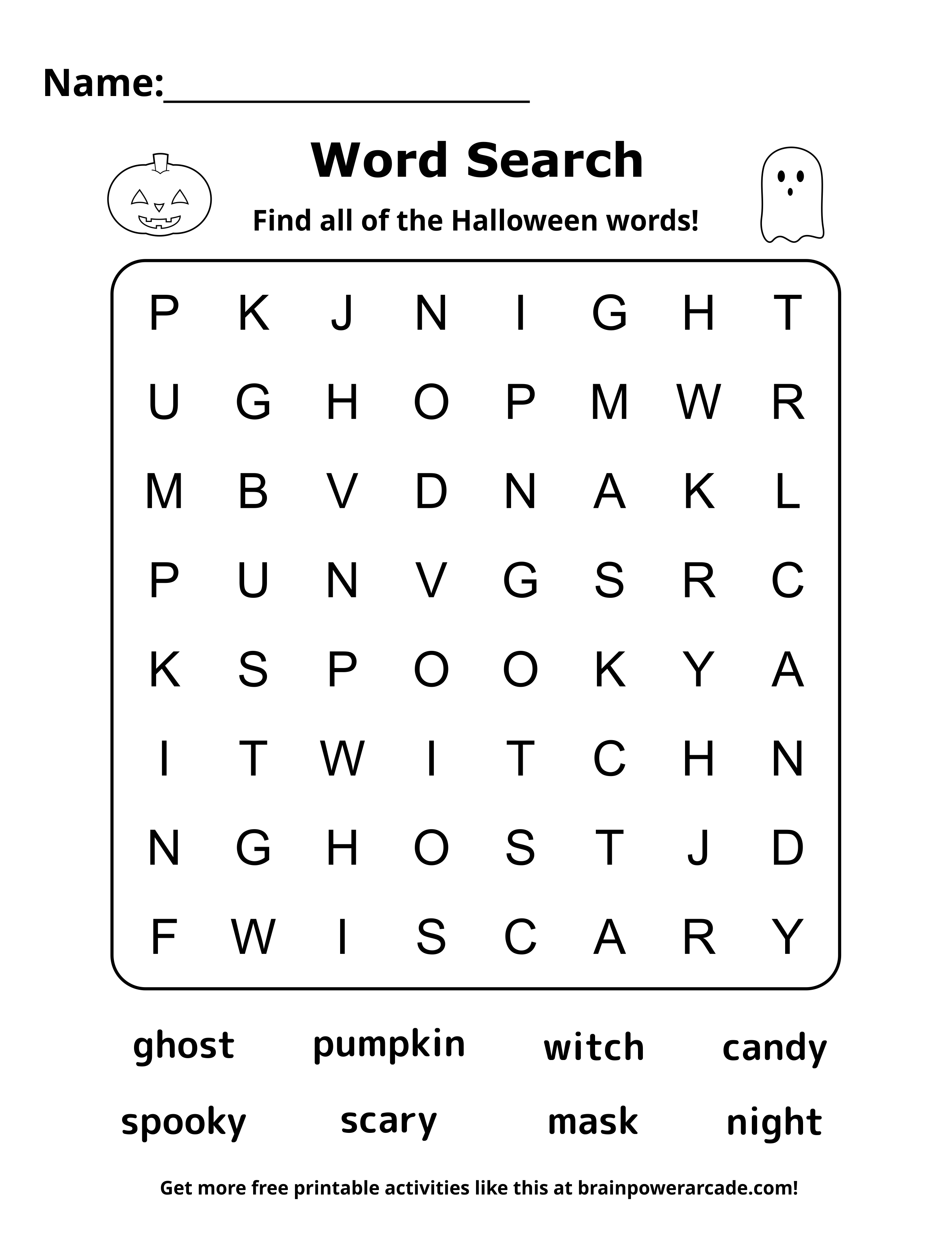 Find the Halloween Words
